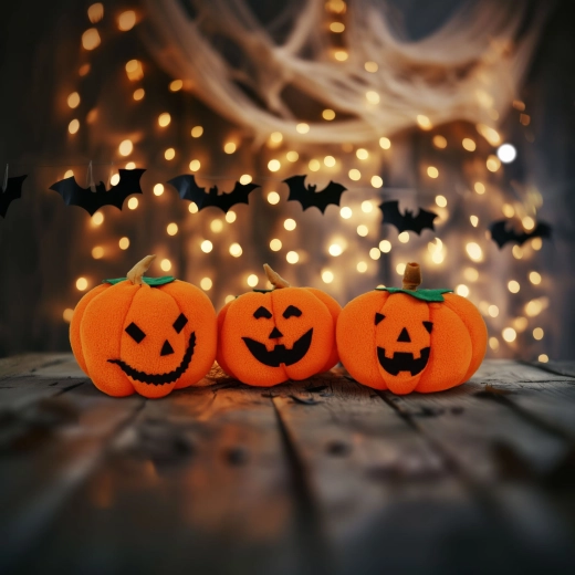 Halloween Textile Pumpkin Decoration - 1 Piece