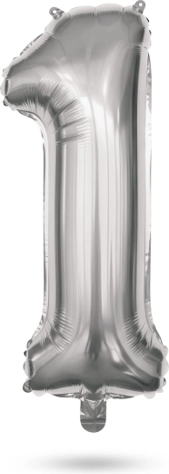 Birthday Foil Balloon Number 1 Silver 40 Inches