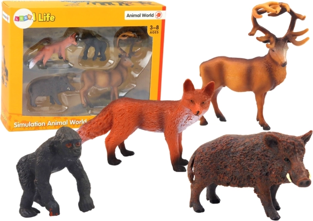 Set figurica šumskih životinja Jelen, Divlja svinja, Lisica, Gorila