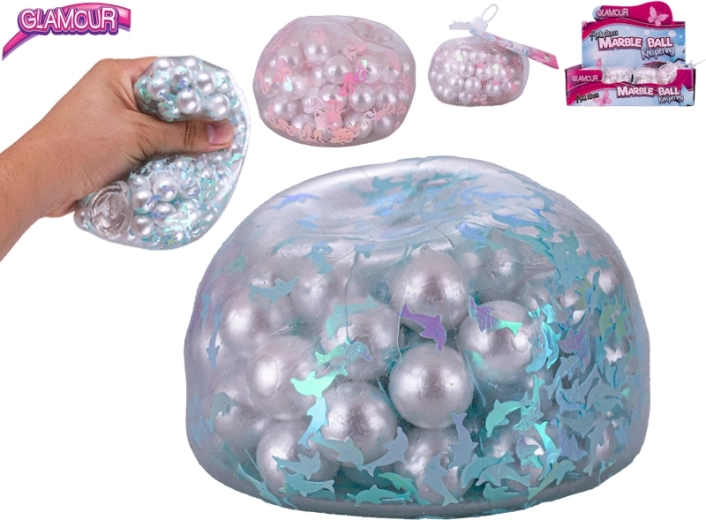 Antistres glamur loptica s pucketajućim kuglicama 9,5 cm