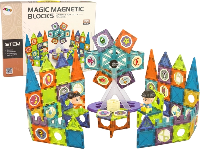 Magnetni 3D građevni blokovi – panoramski kotač, 155 elemenata