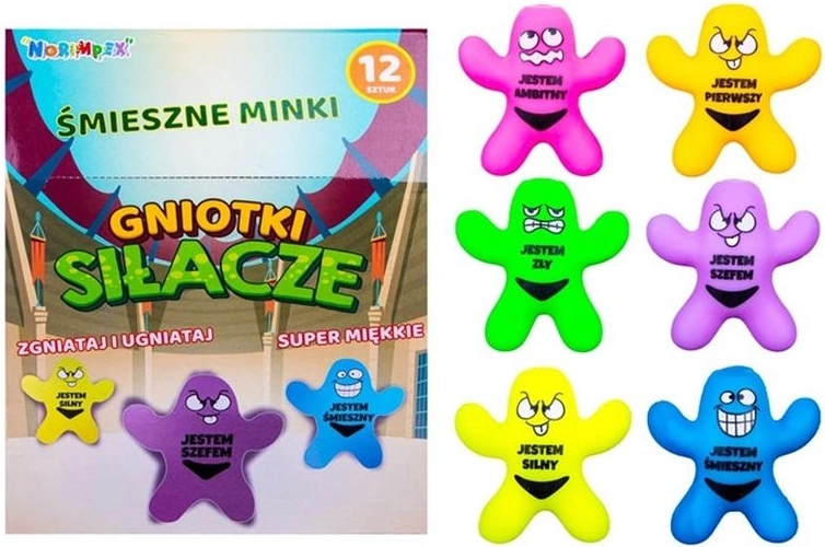 Anti-stress squeeze toy strongman with text