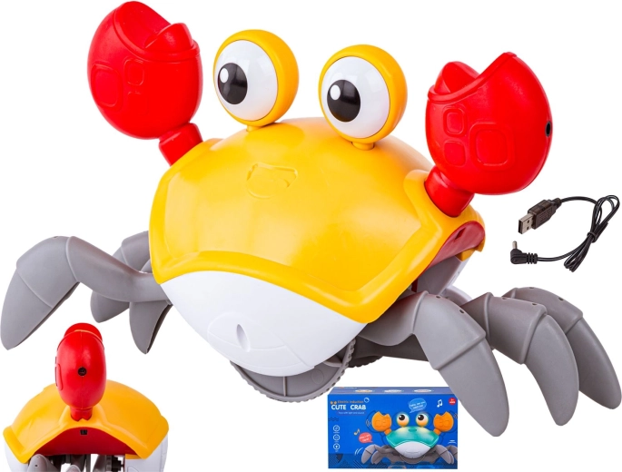 Interactive escaping crawling crab – lights up and plays melodies (yellow)