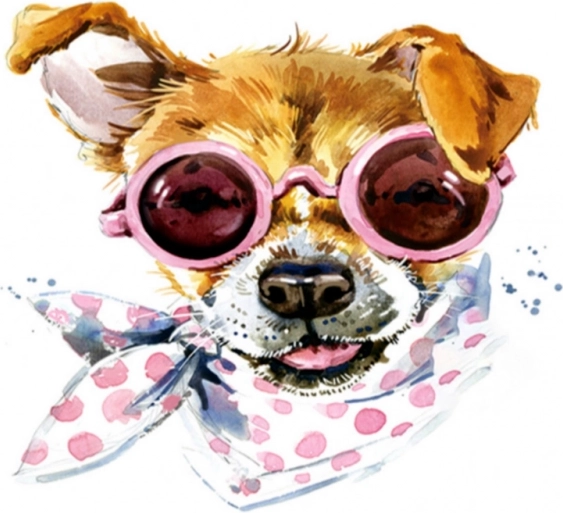 Diamond mosaic (diamond painting) dog with scarf 35 × 35 cm