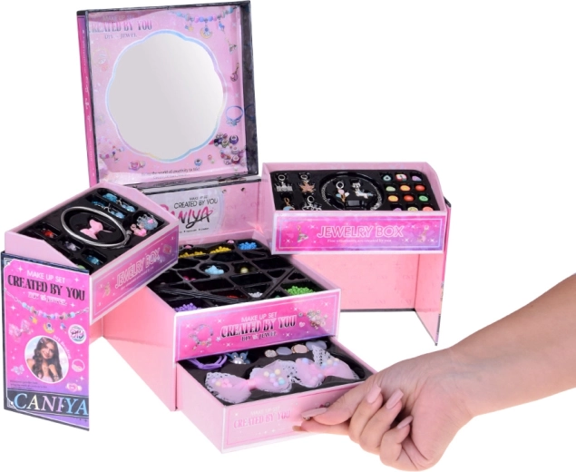 Pregledna rasklopiva kutija za nakit sa zrcalom