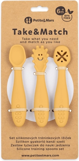 Petite&Mars silikonske trening žličice Take&Match intense ochre 6m+ (3 kom)