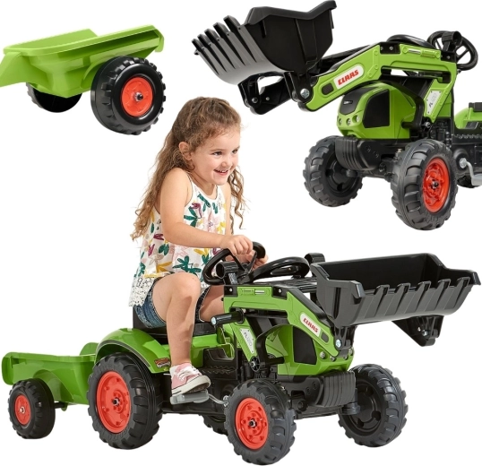 Falk traktor na pedale Claas Arion 410 s utovarivačem i prikolicom za djecu 2–5 godina