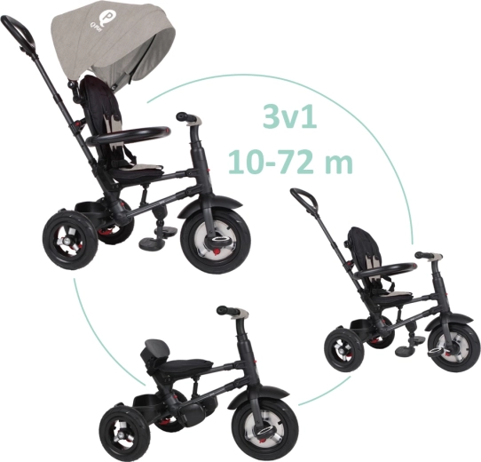 QPlay sklopivi tricikl Rito Air Gel sivi