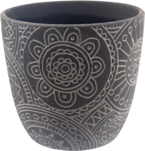 Keramička tegla za cvijeće mandala crna 12 × 12 × 11 cm