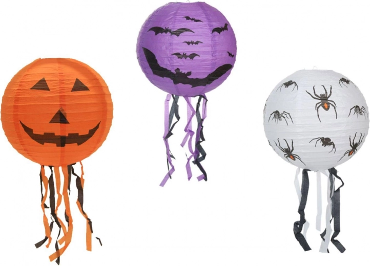 Papirnati halloween lampion kugla sa resicama 30 cm, 3 motiva
