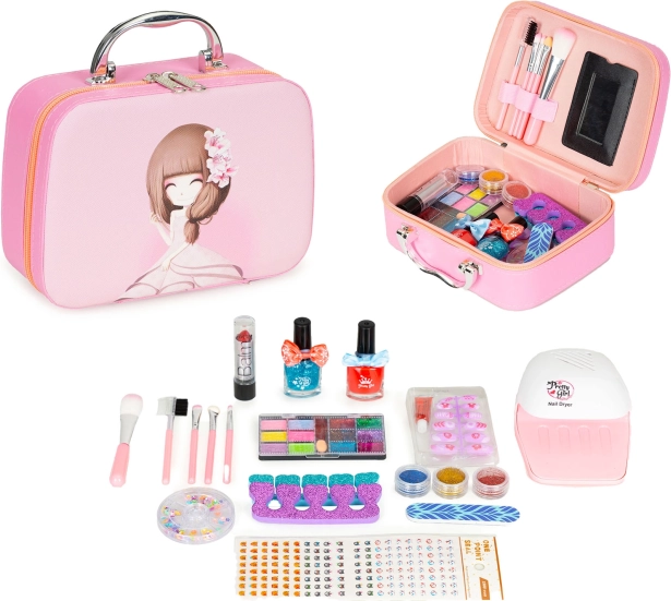 Dječji kozmetički set u kovčežiću sa zrcalom i UV LED lampom