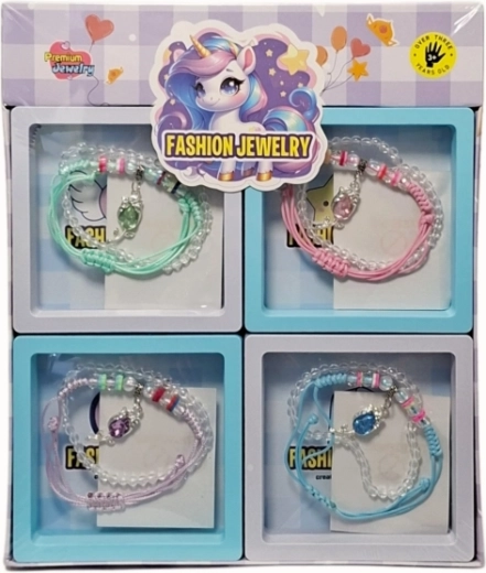 Set of decorative beaded bracelets with charms - 1 piece