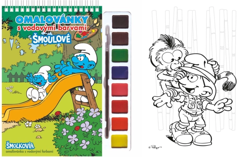 Bojanka s vodenim bojama i kistom Štrumpfovi