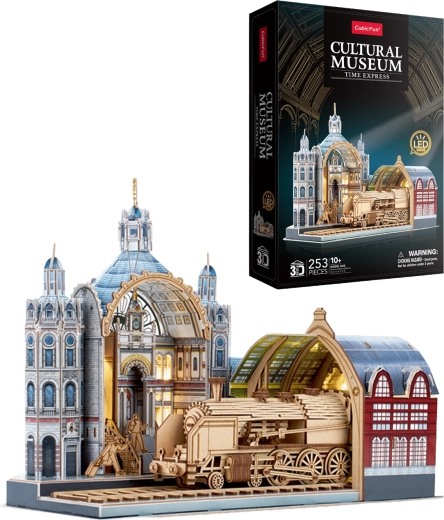 CubicFun 3D slagalica povijesni kolodvor Time Express s LED rasvjetom, 253 dijela