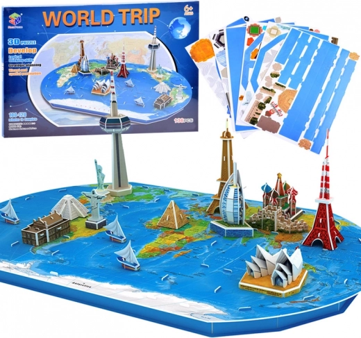 3D puzzle svjetska karta s najslavnijim građevinama
