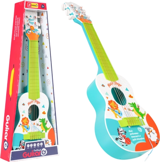 Children's classical guitar with animals, blue - 1 piece