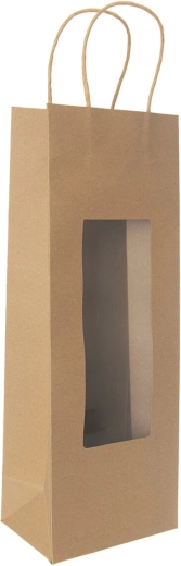 Poklon papirnata vrećica za vino NATURE s prozirnim prozorčićem 12,5 × 9 × 35 cm