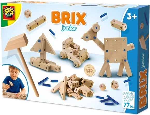 SES Brix junior drveni konstrukcijski set s čekićem