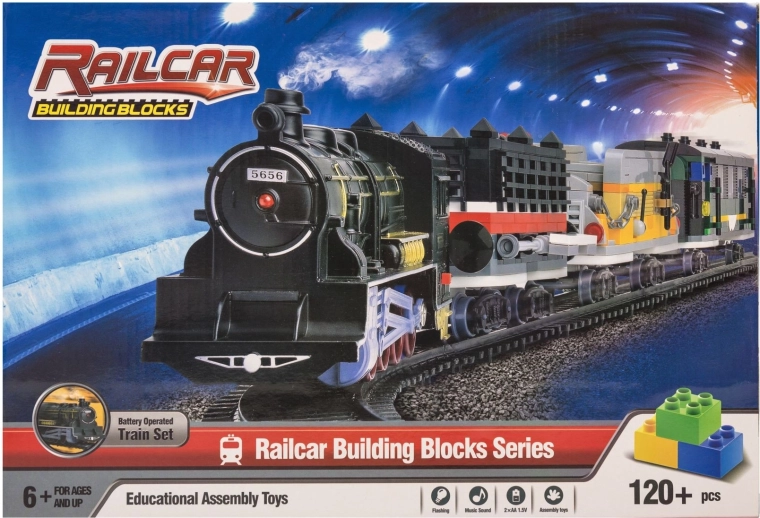 Construction set with a large train – 120 pieces with light and sound