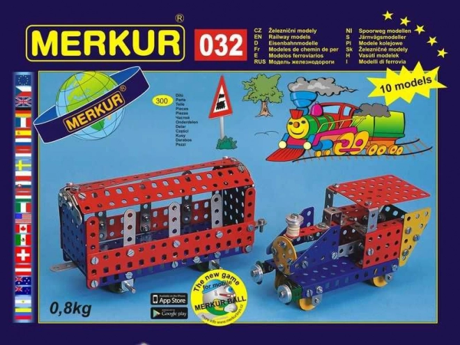 Konstrukcijski set Merkur 032 – željeznički modeli, 10 modela, 300 dijelova