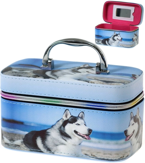 Adar children’s cosmetic case S with mirror, zip closure, with dog print