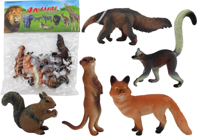 Figurice Životinja 5 kom: Vjeverica, Surikata, Mravojed, Lisica, Lemur
