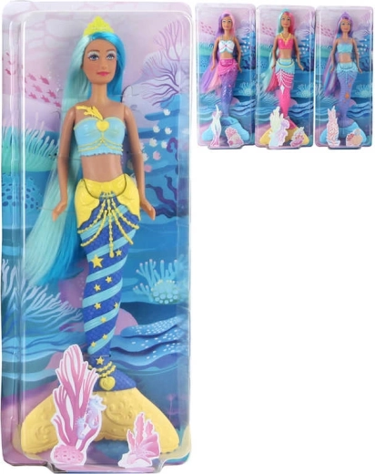Zglobna lutka morska sirena sa šarenom kosom 29 cm u kutiji - 1 komad