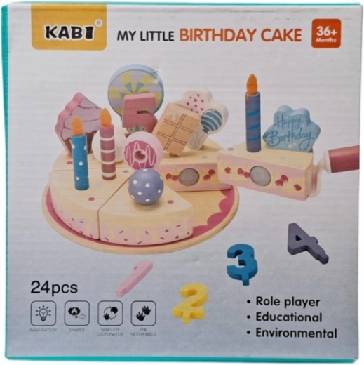 Wooden birthday cake – set of 24 pieces