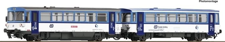 Roco dizel motorni vagon ČD 810 472-1 s priključnim vagonom BDtax (Najbrt), TT