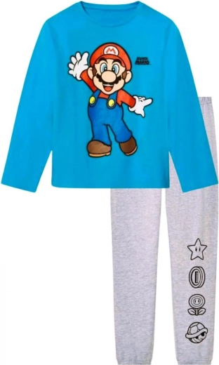 Dječja pidžama Super Mario tirkizno-sive boje