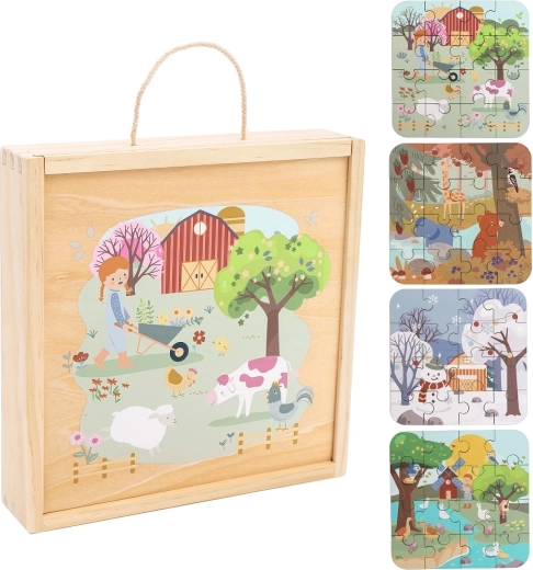Drvene puzzle u kutiji četiri godišnja doba 2Kids Toys