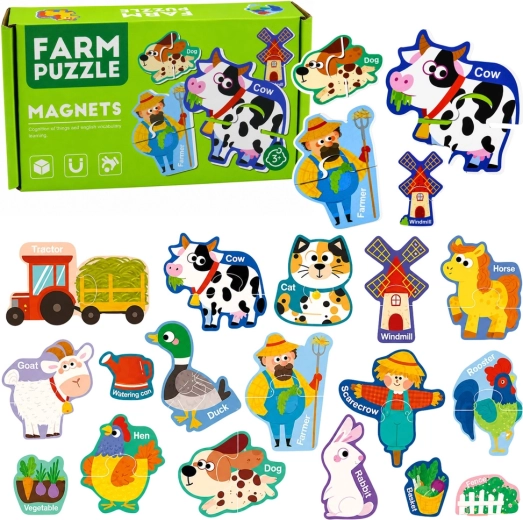 Magnetic puzzle farm – domestic animals (30 pieces)
