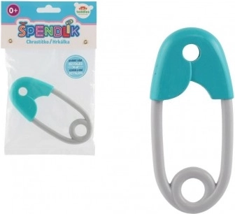 Dječje zvečkalo sigurnosna igla tirkizno siva