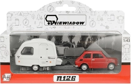 Fiat 126p s kamp-prikolicom Niewiadów crveni