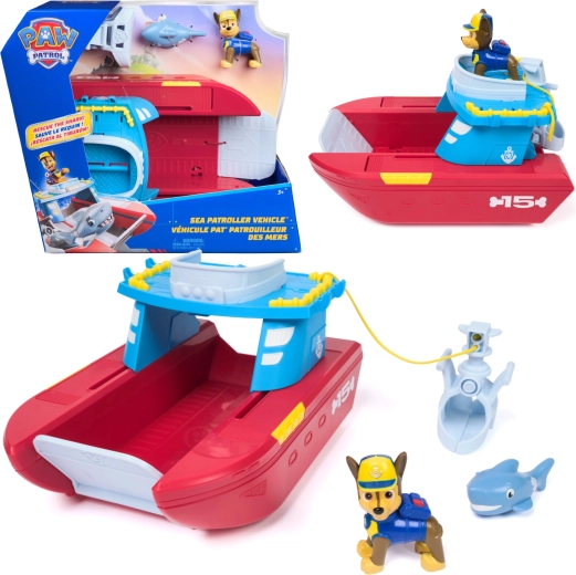 Spin Master PAW Patrol Sea Patroller – spasilački brod obalne ophodnje s figuricom Chase i morskim psom