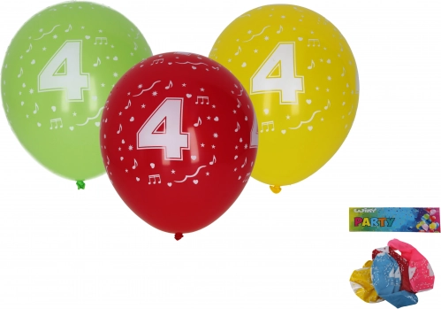 Baloni 30 cm s brojem 4 – set od 5 kom