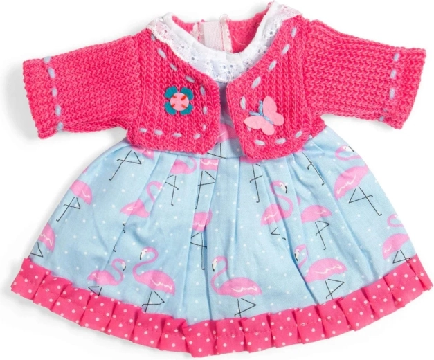Bigjigs Toys haljina s flamingosima i ružičasti džemper za lutku 34 cm