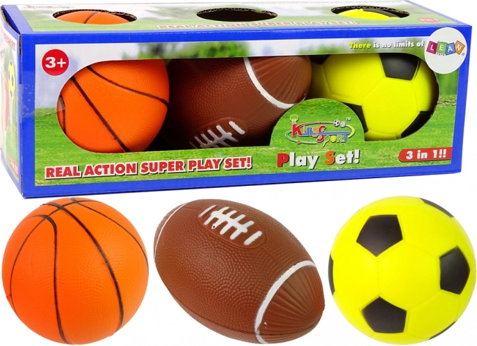 Set mekanih sportskih loptica 3-u-1 – nogomet, košarka i bejzbol