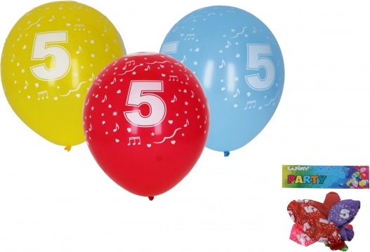 Nafukavajući baloni 30 cm s brojem 5 – set 5 kom