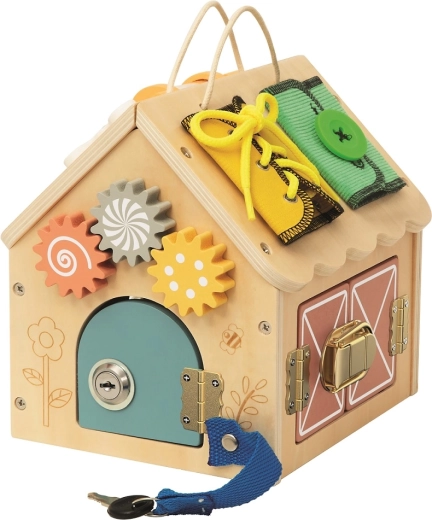 2Kids Toys drvena activity kućica (domek) prirodna mala