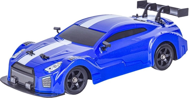 Two wheel sets and Nissan GTR sports body