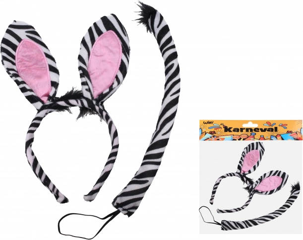 Karnevalska zebra set s obručem za kosu i repom