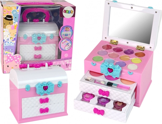 Ružičasti i bijeli dječji kovčeg za ljepotu