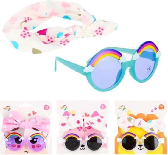 Set of rainbow sunglasses and a bow headband (4 color variants)