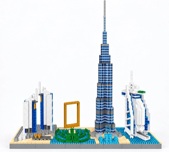 Famous Dubai landmarks in one model