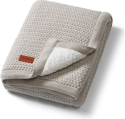 Babyono pamučna dekica s podstavom od sherpa flisa 75 × 100 cm, siva