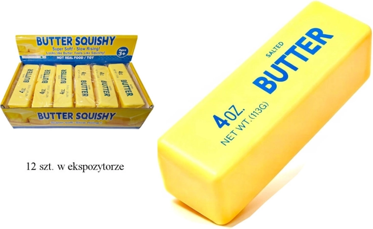 Anti-stress squishy fidget toy in the shape of butter, yellow 13 cm