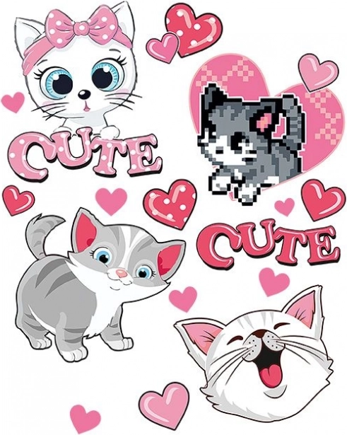 Pegleće naljepnice slatke mačkice – veliki arak 20 × 30 cm