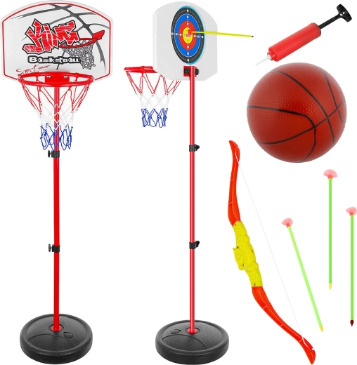 Children’s 2-in-1 sports set – basketball hoop and archery with adjustable height