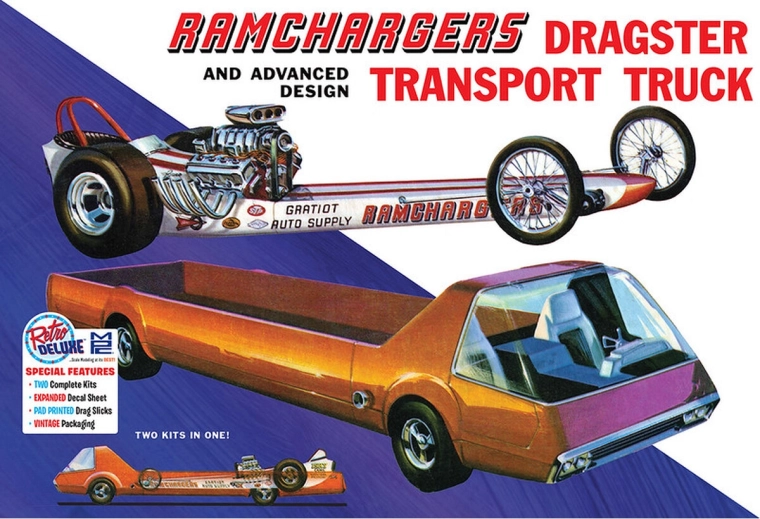 Plastični model auta 1:25 MPC Ramchargers dragster & transporter truck